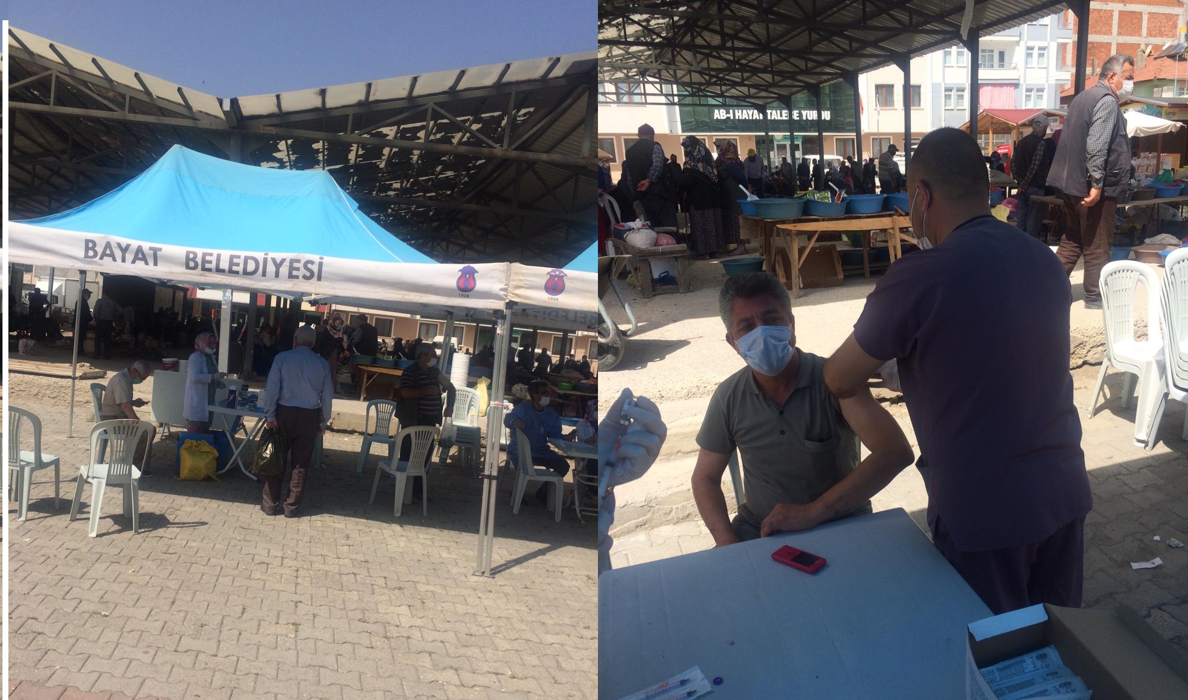 Bayat'ta  vatandaşlara randevusuz Covid-19 aşısı yapılıyor